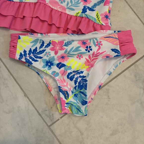 Tommy Bahama 2 Pc Swim Suit Toddler 4T Pink Floral Long Sleeve Ruffle Beach UPF - Picture 7 of 7